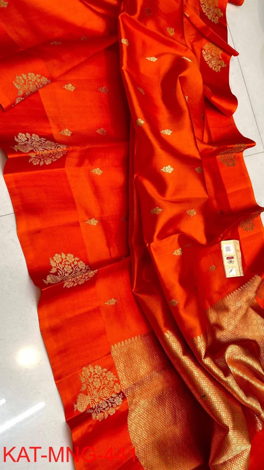 Burnt Orange Silk Saree with Gold Zari Wedding Work
