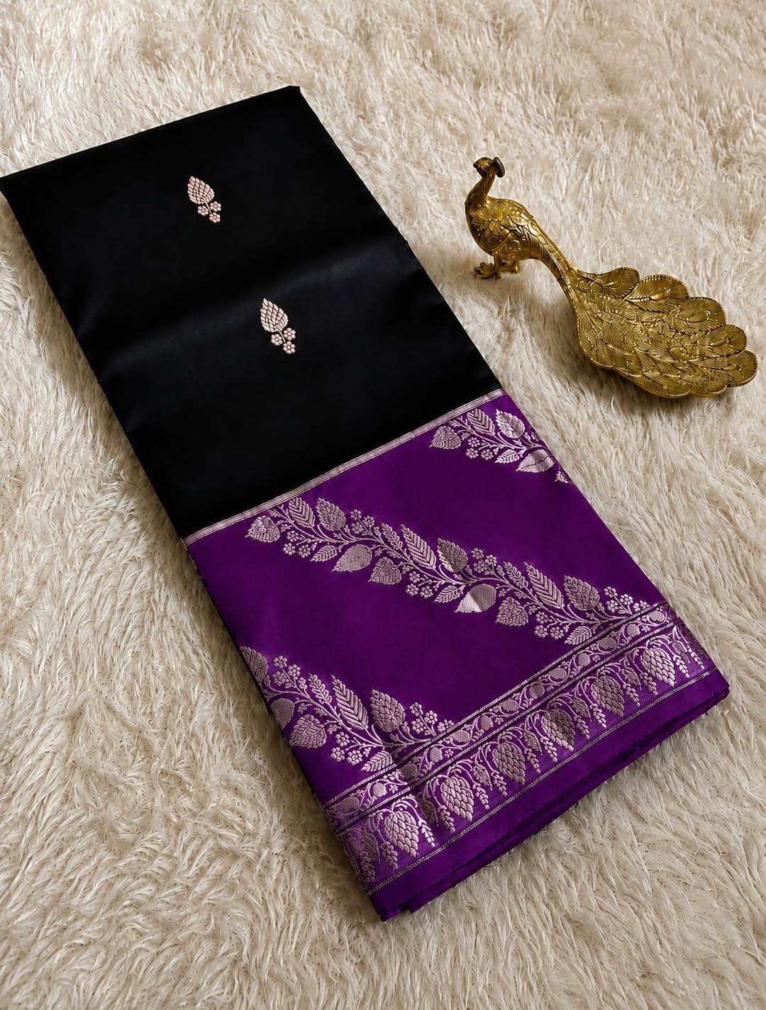 Black and Purple Jacquard Saree