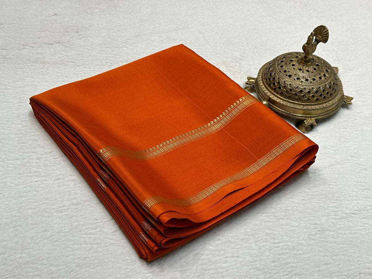 Burnt Orange Saree with Golden Border