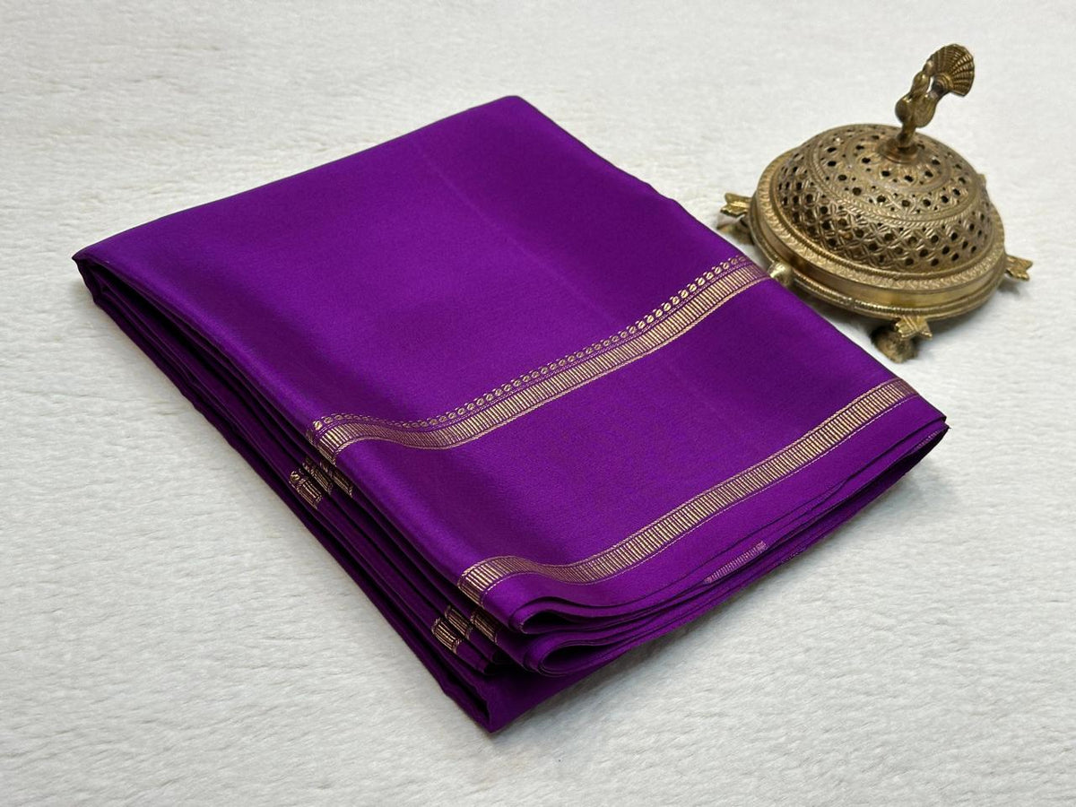 Royal Purple Saree with Delicate Golden Border