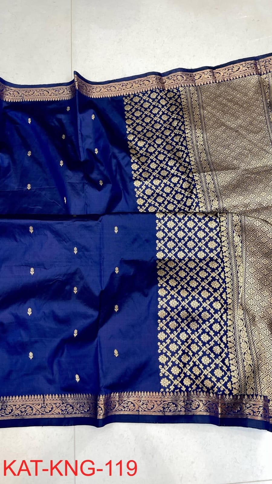 Blue Silk Saree with Gold Zari Woven Work