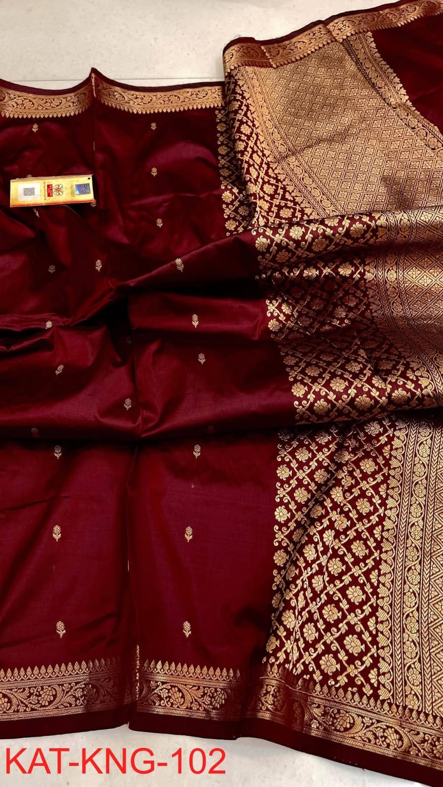 Maroon Silk Saree with Gold Zari Woven Work