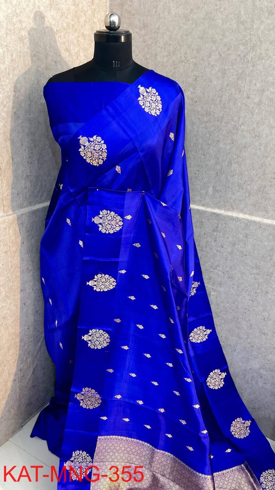 Indigo Blue Silk Saree with Gold Zari Wedding Work