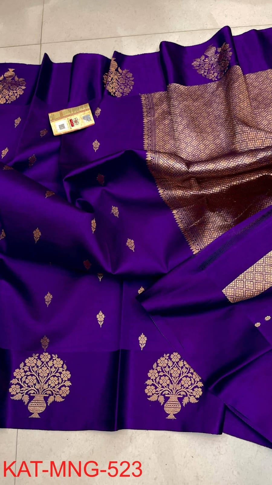 Purple Silk Saree with Gold Zari Woven Work