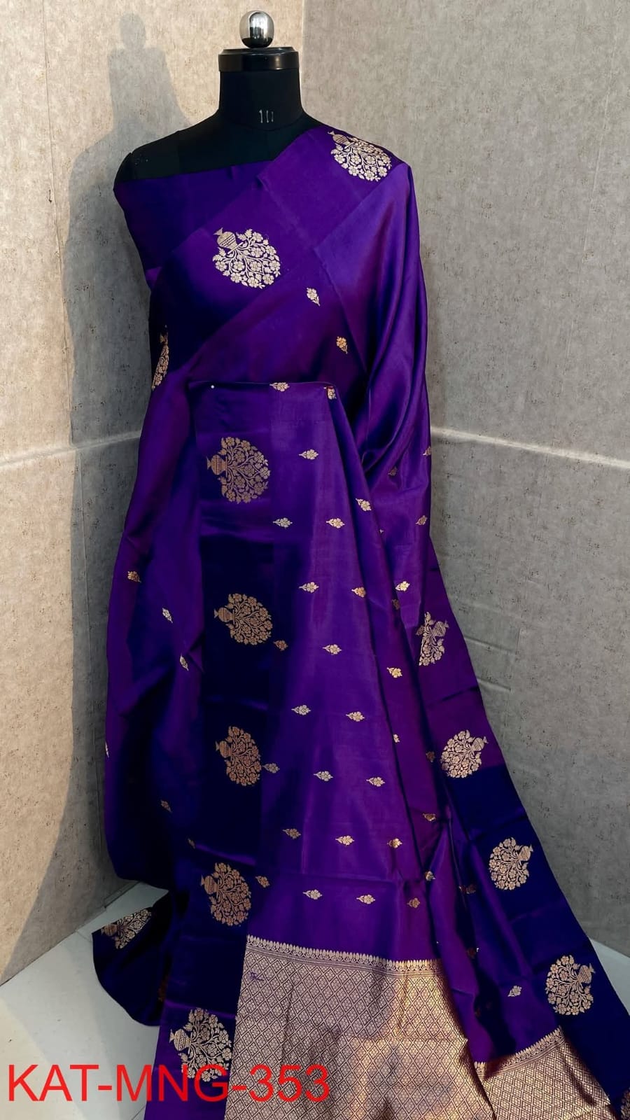 Dark Purple Silk Saree with Gold Zari Wedding Work