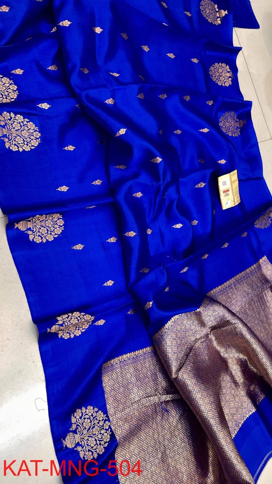 Indigo Blue Silk Saree with Gold Zari Wedding Work
