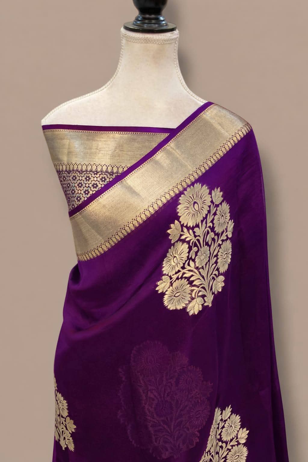 Purple Gold Zari Silk Saree