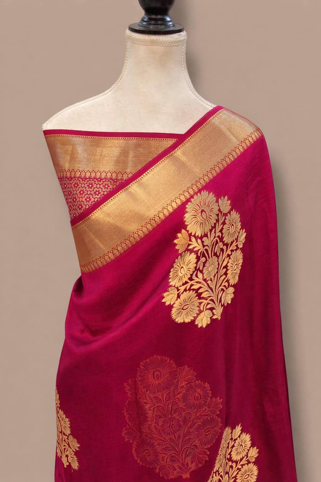 Pink Gold Zari Silk Saree