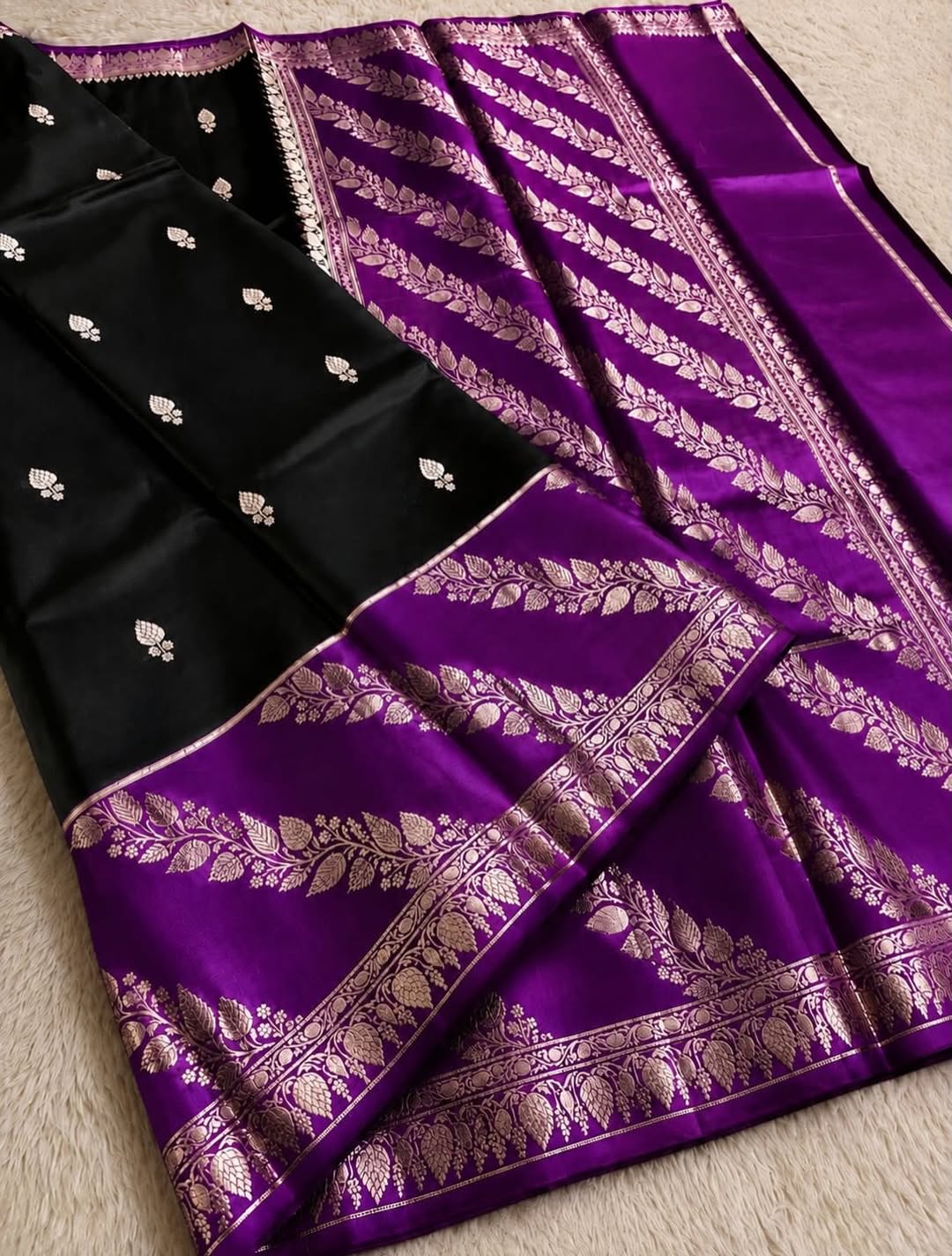 Black and Purple Jacquard Saree