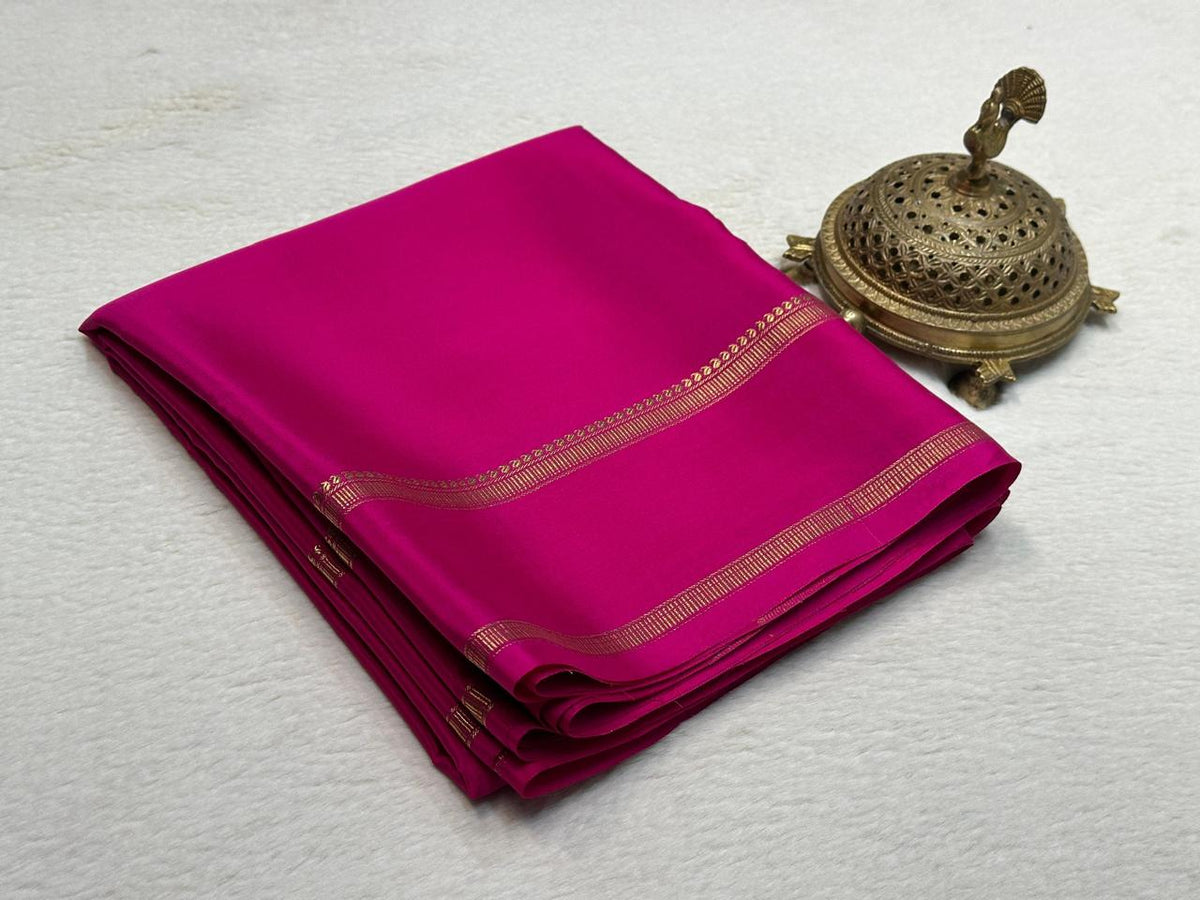 Rani Pink Saree with Delicate Golden Border