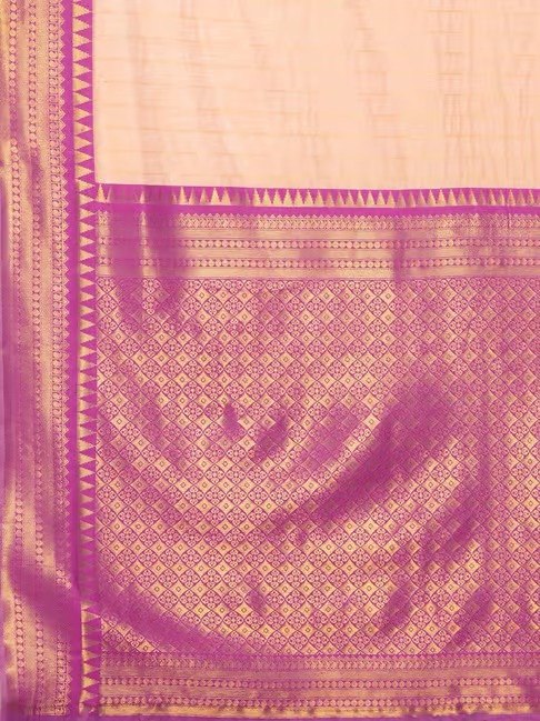 Peach and amp Purple Woven Border Elegant Traditional Saree