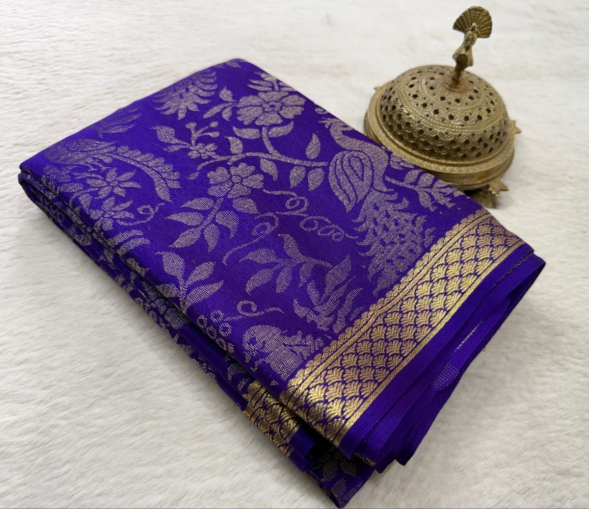 Royal Purple Silk Saree with Gold Zari Work