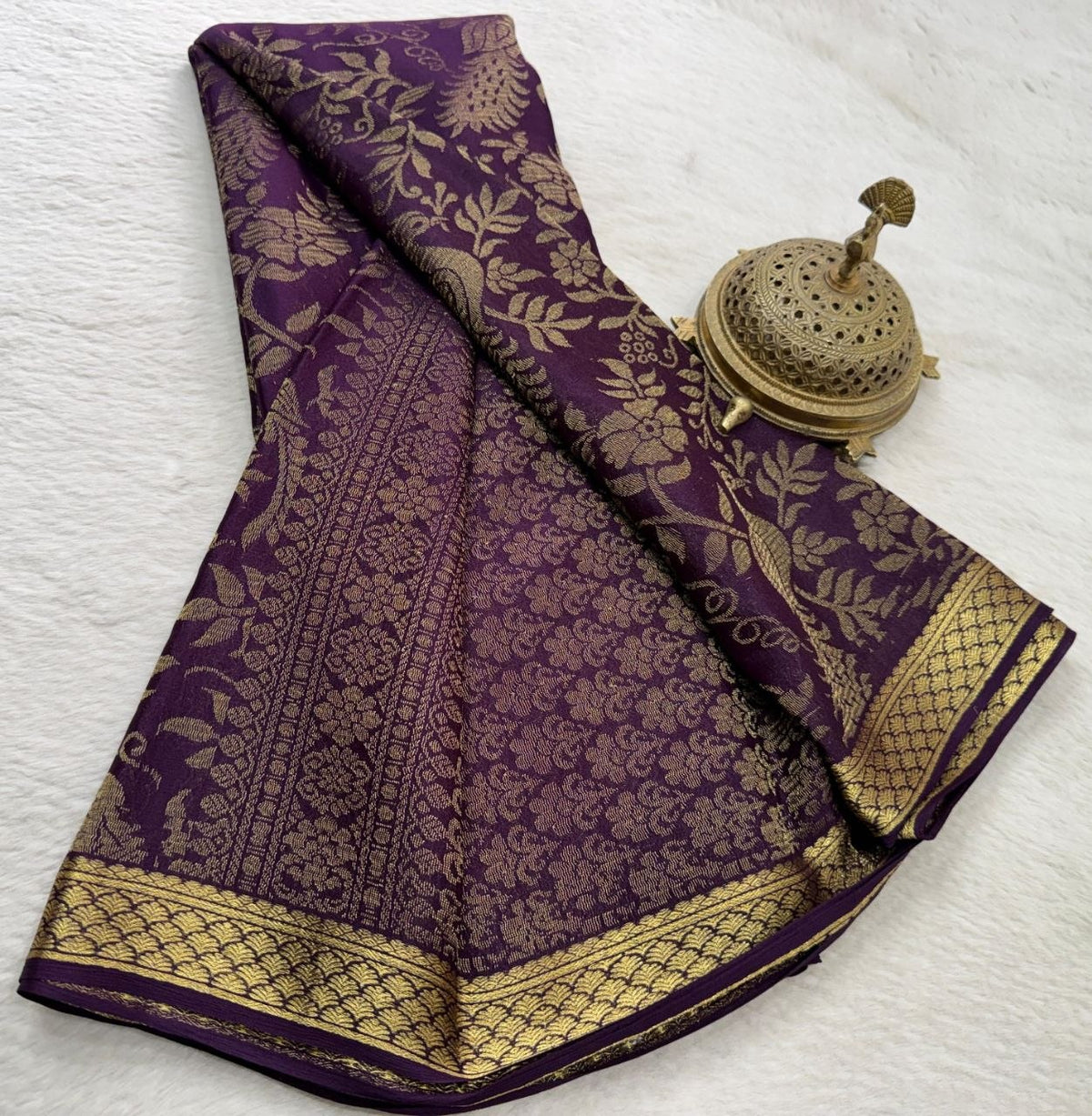 Royal Purple Gold Woven Floral Saree