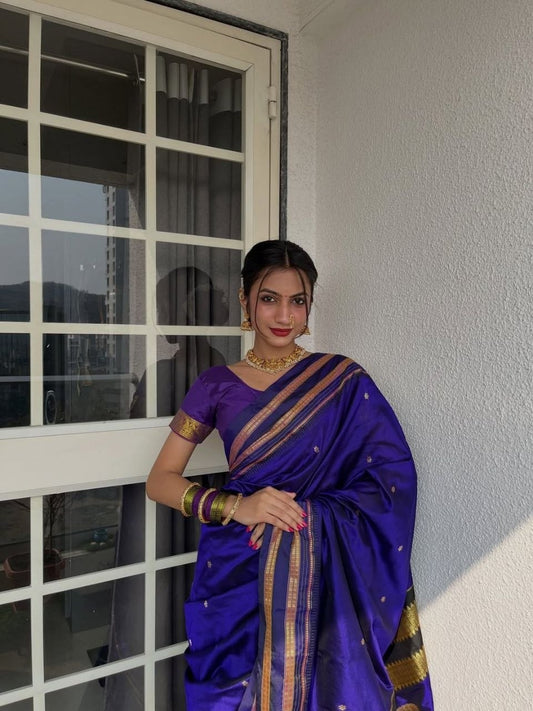Royal Purple Gold Butta Traditional Saree