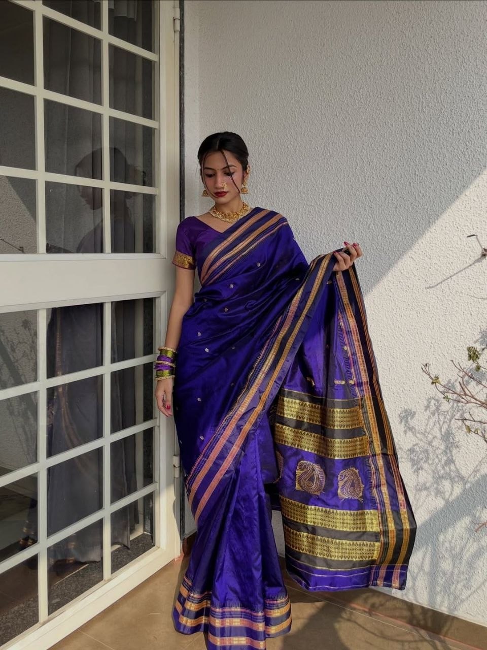 Royal Purple Gold Butta Traditional Saree