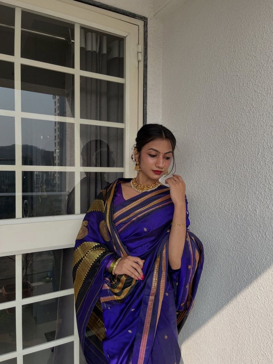 Royal Purple Gold Butta Traditional Saree