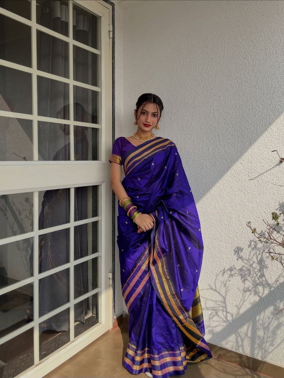Royal Purple Gold Butta Traditional Saree